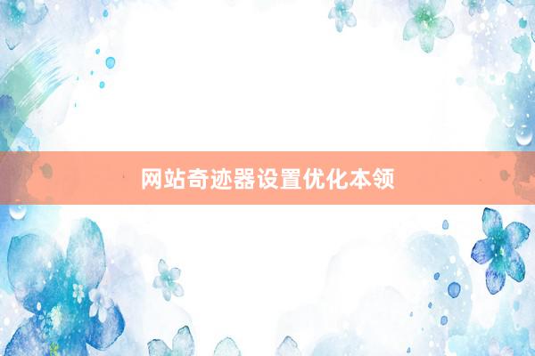 网站奇迹器设置优化本领